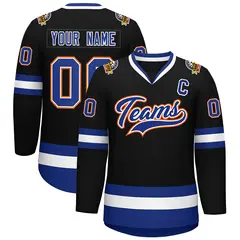 Black Royal White-Orange Classic Style Hockey Jersey 1