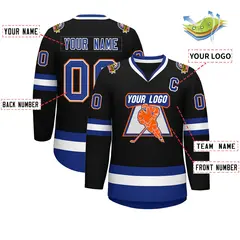 Black Royal White-Orange Classic Style Hockey Jersey 2