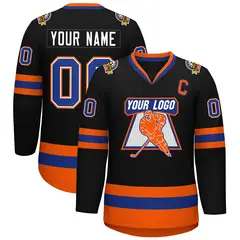 Black Royal White-Orange Classic Style Hockey Jersey 1
