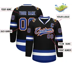 Black Royal White-Orange Classic Style Hockey Jersey 2