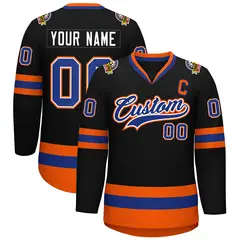 Black Royal White-Orange Classic Style Hockey Jersey 1