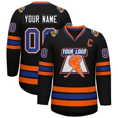 Black Royal White-Orange Classic Style Hockey Jersey 1