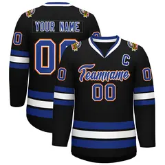 Black Royal White-Orange Classic Style Hockey Jersey