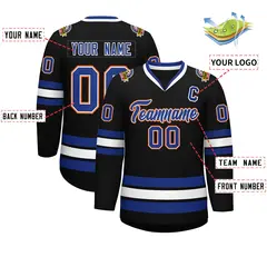 Black Royal White-Orange Classic Style Hockey Jersey 2