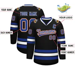 Black Royal White-Orange Classic Style Hockey Jersey 2