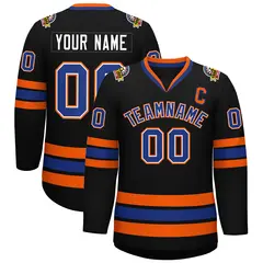 Black Royal White-Orange Classic Style Hockey Jersey 1