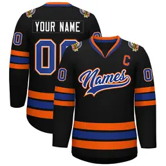 Black Royal White-Orange Classic Style Hockey Jersey 1