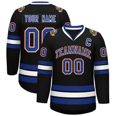 Black Royal White-Orange Classic Style Hockey Jersey