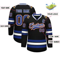 Black Royal White-Orange Classic Style Hockey Jersey 2