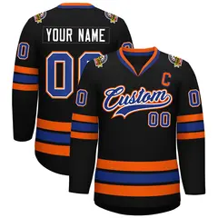Black Royal White-Orange Classic Style Hockey Jersey 1