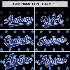 Black Royal-White Raglan Sleeve Star Print Baseball Jersey 3