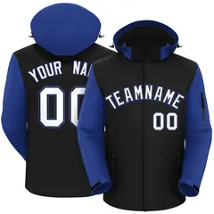 Black Royal-White Raglan Sleeves Waterproof Jacket