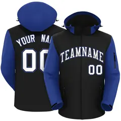 Black Royal-White Raglan Sleeves Waterproof Jacket