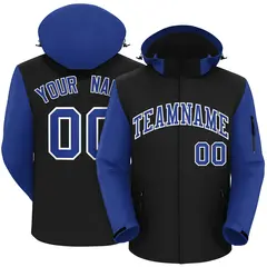 Black Royal-White Raglan Sleeves Waterproof Jacket