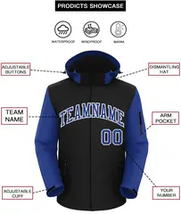 Black Royal-White Raglan Sleeves Waterproof Jacket 2