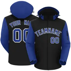 Black Royal-White Raglan Sleeves Waterproof Jacket 1