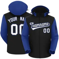 Black Royal-White Raglan Sleeves Waterproof Jacket 1