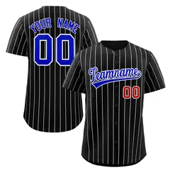 Black Royal-White Stripe Authentic Fashion Baseball Jersey