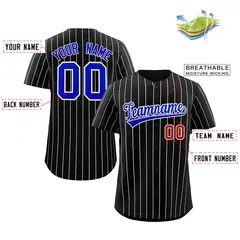 Black Royal-White Stripe Authentic Fashion Baseball Jersey 2