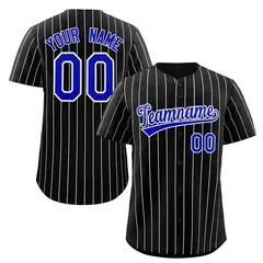 Black Royal-White Stripe Authentic Fashion Baseball Jersey