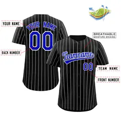 Black Royal-White Stripe Authentic Fashion Baseball Jersey 2