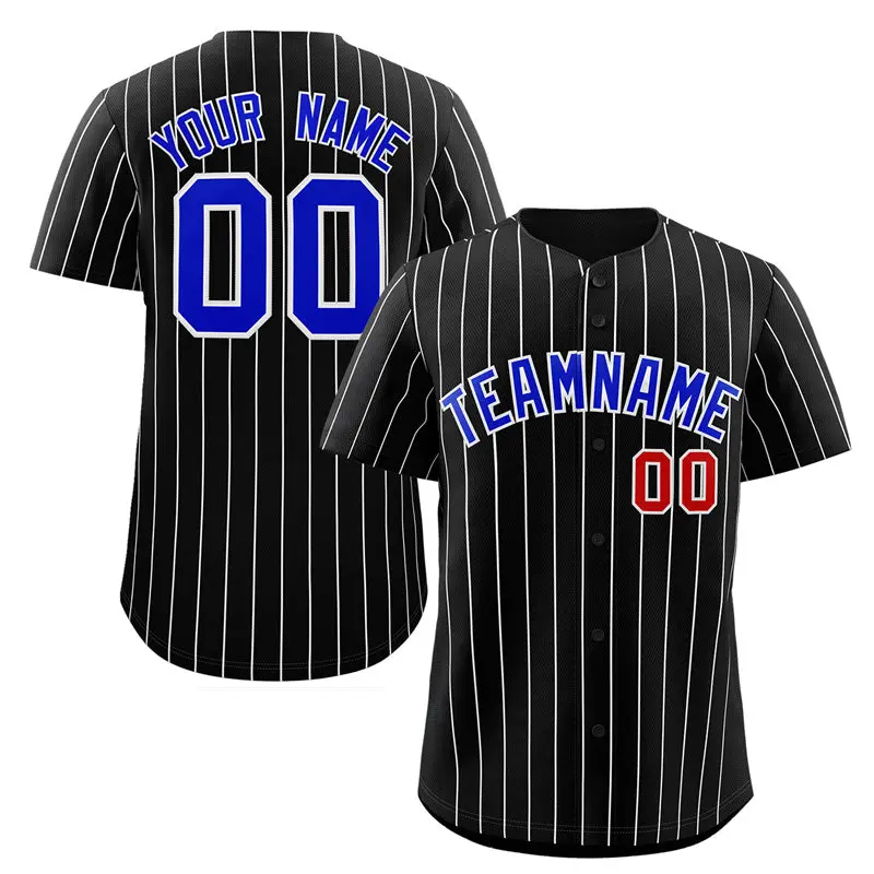 Black Royal-White Stripe Authentic Fashion Baseball Jersey