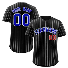 Black Royal-White Stripe Authentic Fashion Baseball Jersey