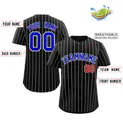 Black Royal-White Stripe Authentic Fashion Baseball Jersey 2