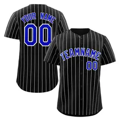 Black Royal-White Stripe Authentic Fashion Baseball Jersey