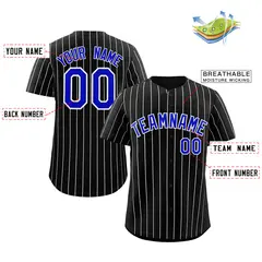 Black Royal-White Stripe Authentic Fashion Baseball Jersey 2