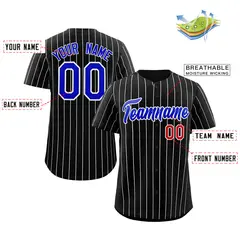 Black Royal-White Stripe Authentic Fashion Baseball Jersey 2