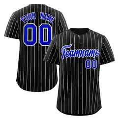 Black Royal-White Stripe Authentic Fashion Baseball Jersey
