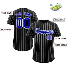 Black Royal-White Stripe Authentic Fashion Baseball Jersey 2