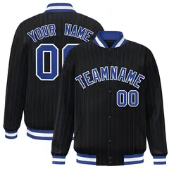 Black Royal-White Stripe Fashion Letterman Baseball Jacket