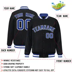 Black Royal-White Stripe Fashion Letterman Baseball Jacket 2
