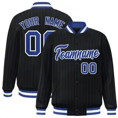 Black Royal White Stripe Fashion Varsity Jacket for Teams