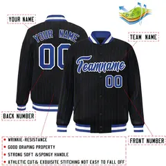 Black Royal White Stripe Fashion Varsity Jacket for Teams 2