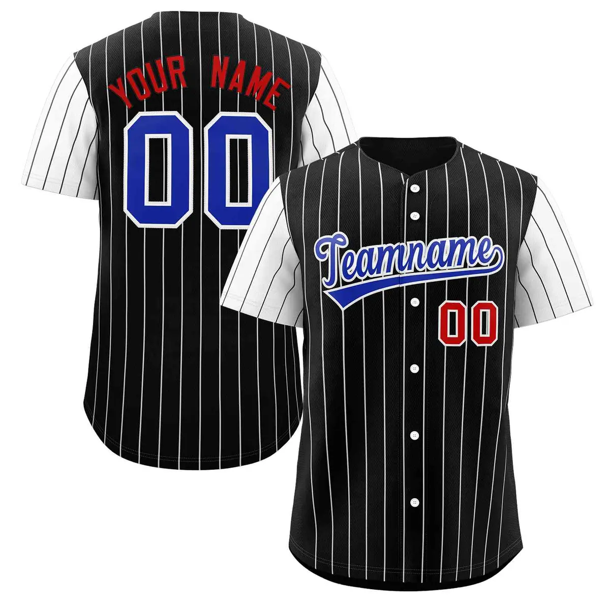 Black Royal-White Stripe Raglan Baseball Jersey