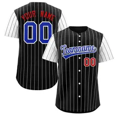 Black Royal-White Stripe Raglan Baseball Jersey