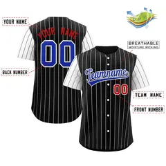 Black Royal-White Stripe Raglan Baseball Jersey 2