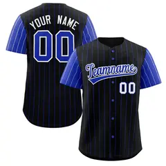Black Royal-White Stripe Raglan Baseball Jersey