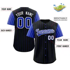 Black Royal-White Stripe Raglan Baseball Jersey 2