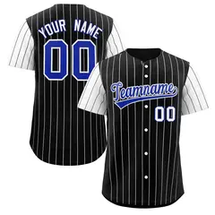 Black Royal-White Stripe Raglan Baseball Jersey 1
