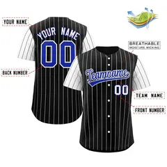 Black Royal-White Stripe Raglan Baseball Jersey 2