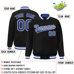 Black Royal-White Varsity Full-Snap Letterman Jacket 2