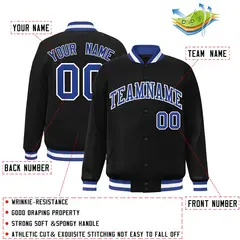 Black Royal-White Varsity Full-Snap Letterman Jacket 2