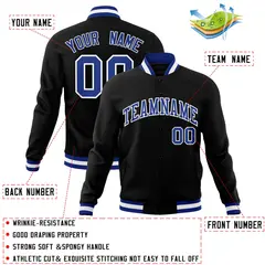 Black Royal-White Varsity Full-Snap Letterman Jacket 4