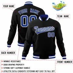 Black Royal-White Varsity Full-Snap Letterman Jacket 4