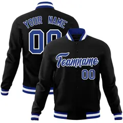 Black Royal-White Varsity Full-Snap Letterman Jacket