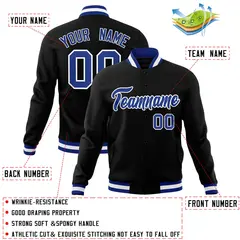 Black Royal-White Varsity Full-Snap Letterman Jacket 4